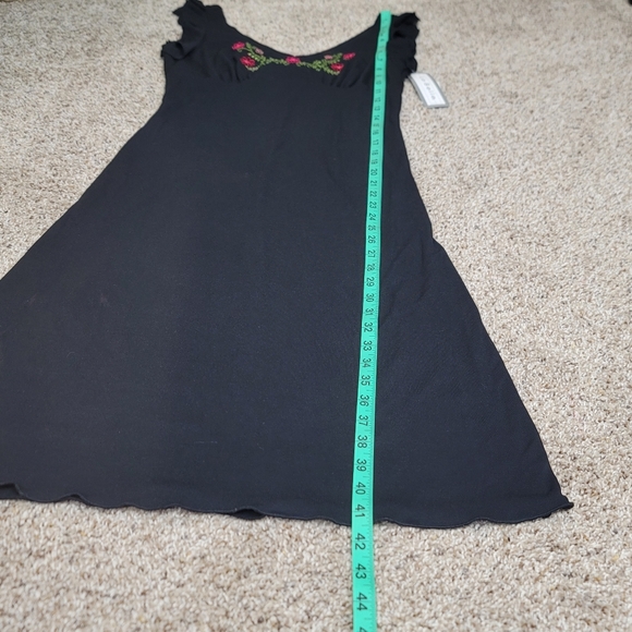 NWT Vintage Flutter Sleeve Black Midi Slip Dress - Picture 9 of 15